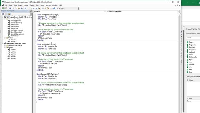 Excel Switch All Pivot Value Fields To Average or Max - Episode 2498 смотреть онлайн