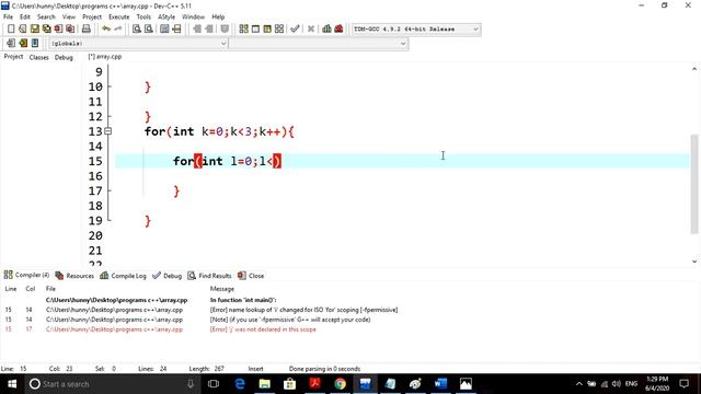 2 Dimensional (2d) array in C++ смотреть онлайн