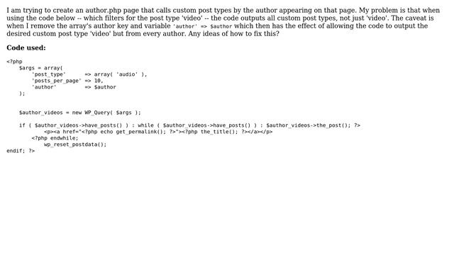 Wordpress: Custom Post Type Author Array Problem смотреть онлайн