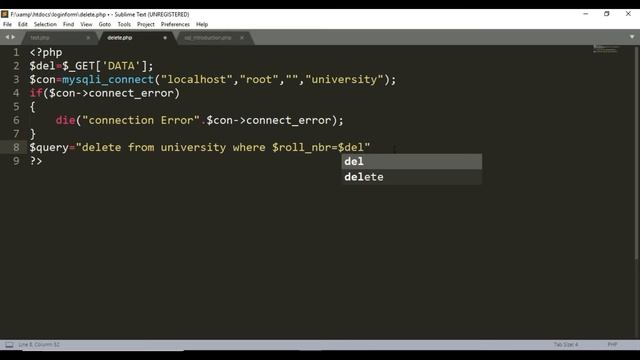 php tutorial 24 php SQL DELETE DATA смотреть онлайн