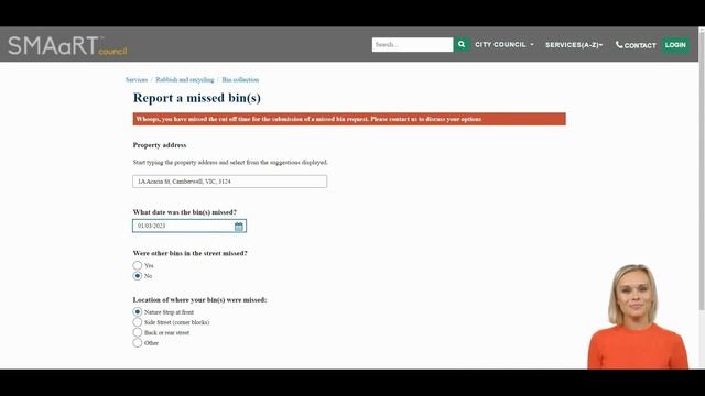 Integrated Customer & Property Tour | Report a Missed Bin смотреть онлайн