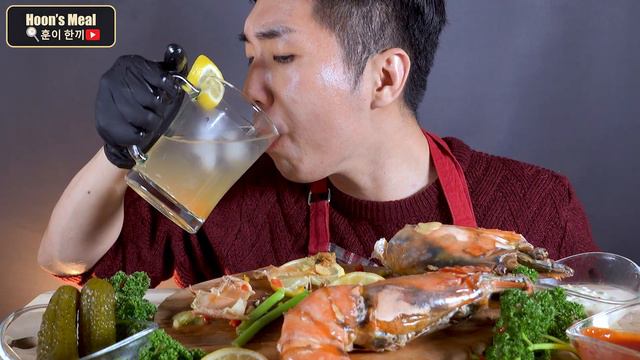 40cm 킹블랙타이거새우 리얼사운드 먹방 ASMR 꿀조합 라면까지 Giant King Black Tiger Shrimp Mukbang Eating Show กุ้งยักษ์ エビ смотреть онлайн