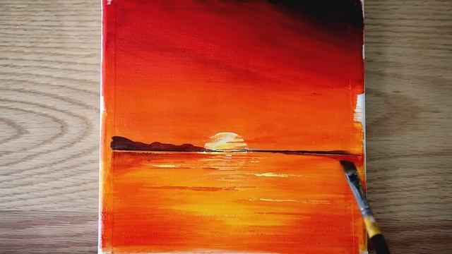 Sunset Painting Tutorial For Beginners | Easy Acrylic Painting #18 смотреть онлайн