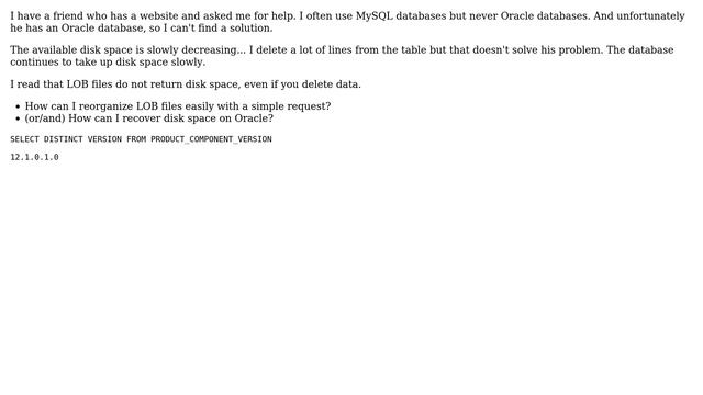Databases: Oracle - clean LOB files - recovering disk space смотреть онлайн