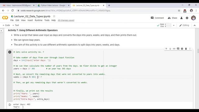Convert days into weeks, month and year by using different arithmetic operators Data Types 07 смотреть онлайн