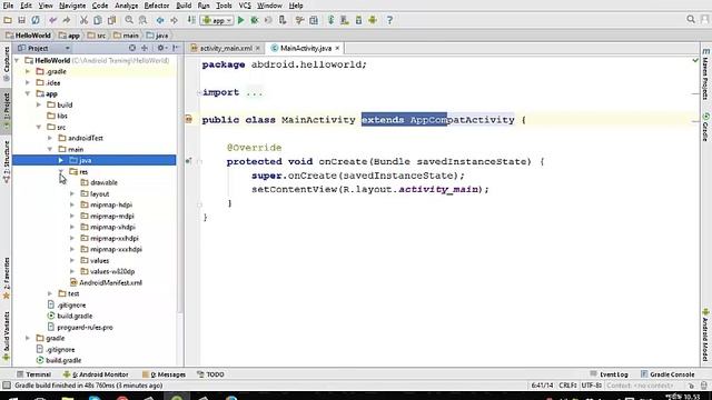 Android Hello world Project create on android studio смотреть онлайн