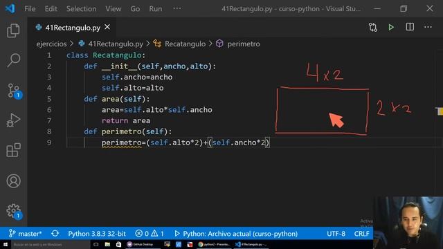 PYTHON Ejercicio 41.-(POO) Calcular área y perímetro de un rectángulo [104]???? смотреть онлайн
