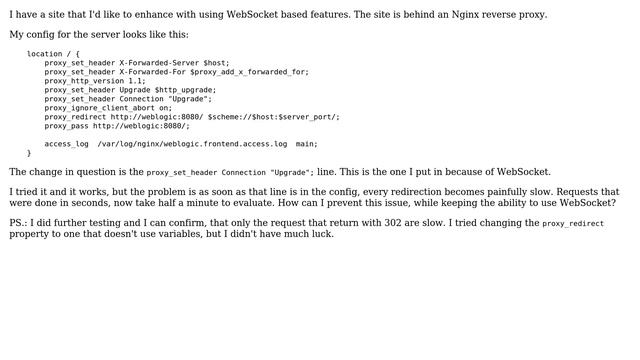 DevOps & SysAdmins: Nginx: proxy_set_header "Upgrade" slows down the server смотреть онлайн