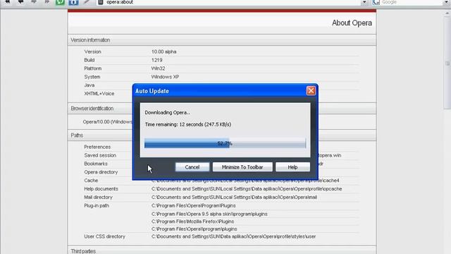 Opera Autoupdate Bug