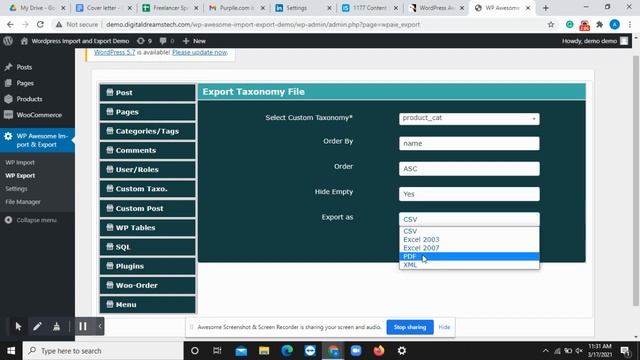 WP Awesome Import Export Plugin (Export Demo) смотреть онлайн