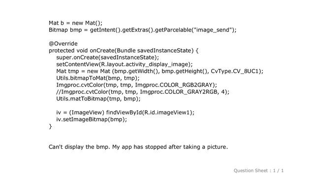 Android : convert Bitmap to Mat after capture image using android camera смотреть онлайн