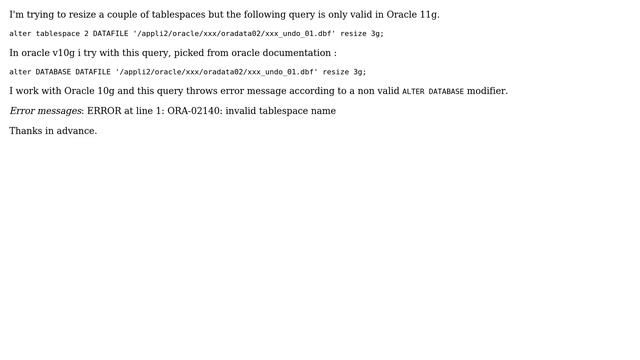 Databases: Tablespace resize in Oracle 10g смотреть онлайн
