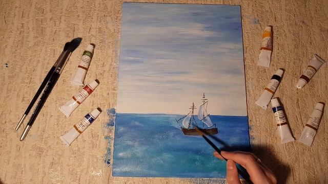 How to draw: Sailing boat in the sea/ Как нарисовать кораблик в море смотреть онлайн