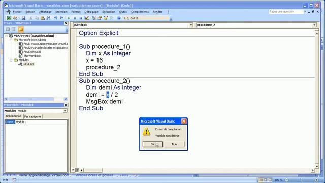 VBA Excel | variables locale et globale смотреть онлайн