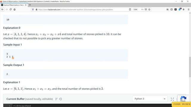 Hacker Rank - HackFest2020: Game of Maximization. | Python3 Solution смотреть онлайн