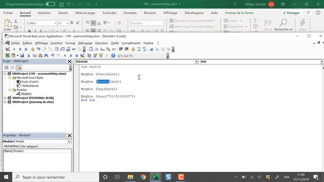 Excel VBA: Trouver le Jour, le Mois, l'Année d'une date - VBA Year Month Day - Docteur Excel смотреть онлайн
