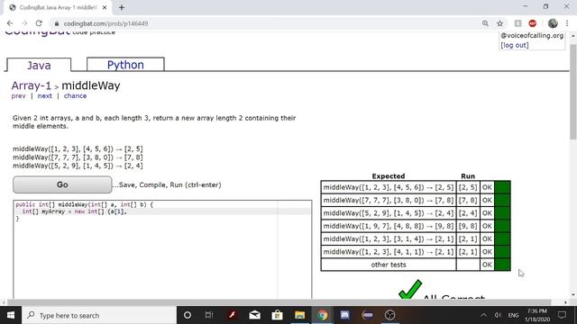 Array-1 (middleWay) Java Tutorial || Codingbat.com смотреть онлайн