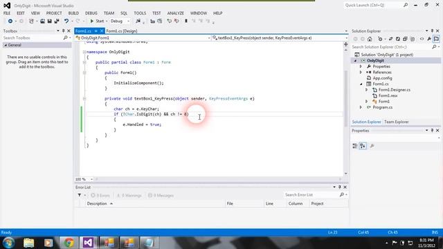[C#] Ввод только десятичных чисел в TextBox смотреть онлайн