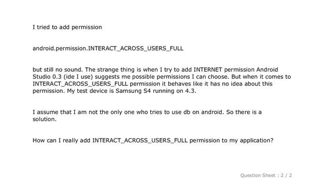 Android : Permission Denial: this requires android.permission.INTERACT_ACROSS_USERS_FULL смотреть онлайн
