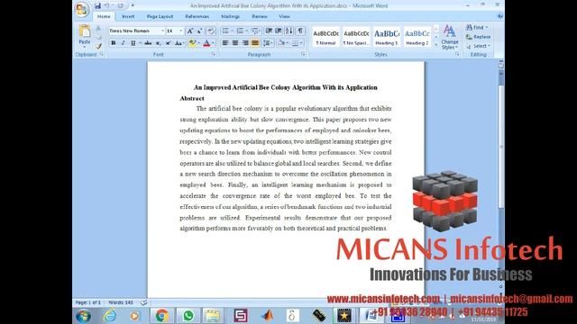 An Improved Artificial Bee Colony Algorithm With its Application смотреть онлайн