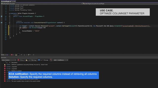 Optimize Columnset Parameter right in Visual Studio with KCA смотреть онлайн