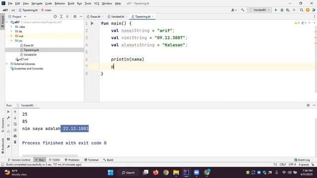 Dasar Pemrograman Kotlin - 3 tipe data string dan int смотреть онлайн