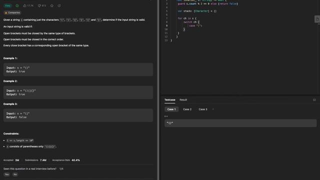 LeetCode: Valid Parentheses Swift смотреть онлайн