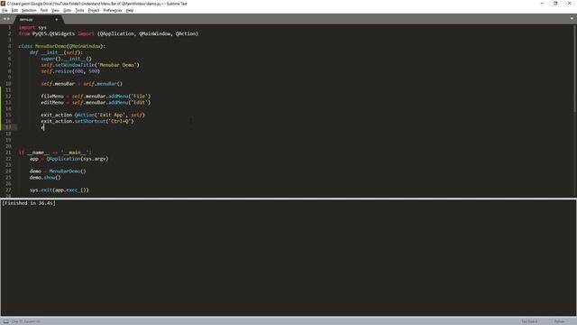 PyQt5 Tutorial | Learn how to create and configure a menu bar widget (Code included) смотреть онлайн
