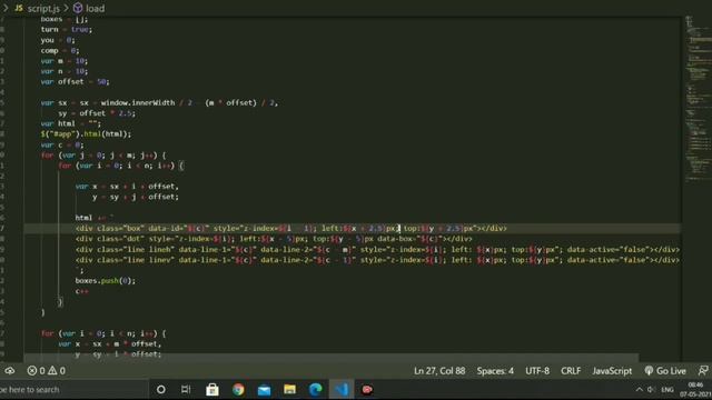 Dots and boxes game using JavaScript tutorial last video #DotsAndBoxes смотреть онлайн