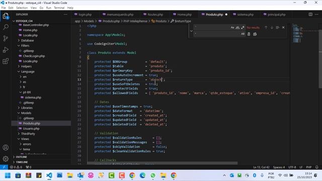 Codeigniter 4 Aula 9 - Criando a tabela de produto e Listando produtos no sistema смотреть онлайн