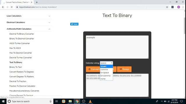Text to binary | ASCII text to binary conversion | Top Online Tools смотреть онлайн