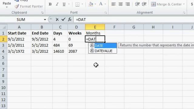 Microsoft Excel Calculate the Difference Between Two Dates and DATEDIF Function YouTube смотреть онлайн