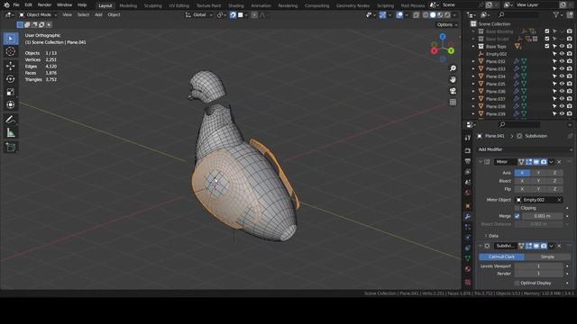 Modeling A Mechanical Pigeon In Blender [Timelapse]
