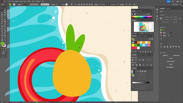 РИСУЕМ ЛЕТНЮЮ КОМПОЗИЦИЮ УРОК В ADOBE ILLUSTRATOR смотреть онлайн
