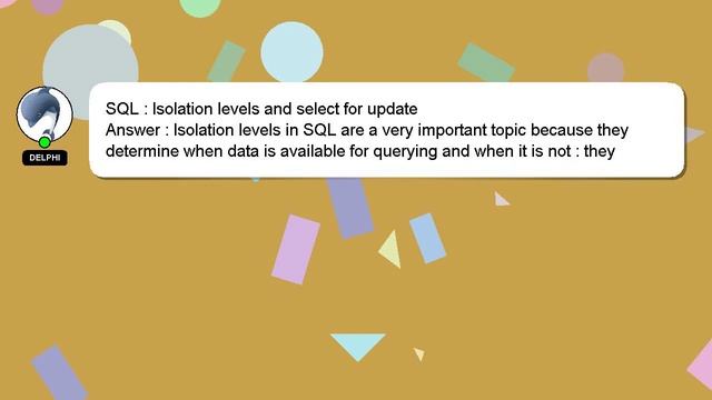 SQL : Isolation levels and select for update смотреть онлайн