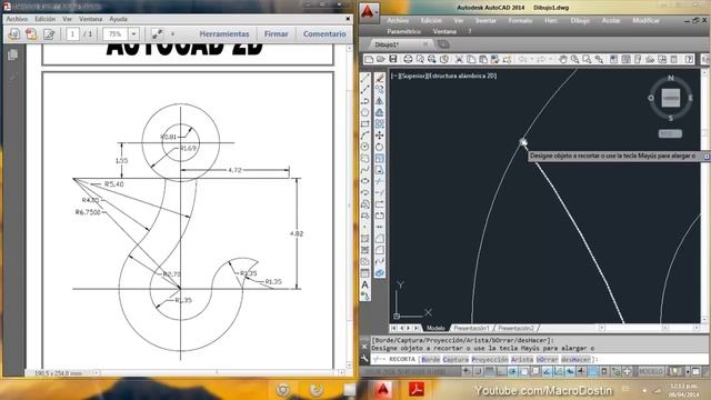 Curso Autocad 2D - Capitulo 4, Ejercicio con Circulos y recortar (Trimm) смотреть онлайн