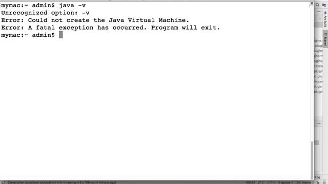 Could not create java virtual machine | fatal error occured in Mac terminal java version смотреть онлайн