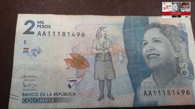 Банкнота 2000 песо Колумбия смотреть онлайн