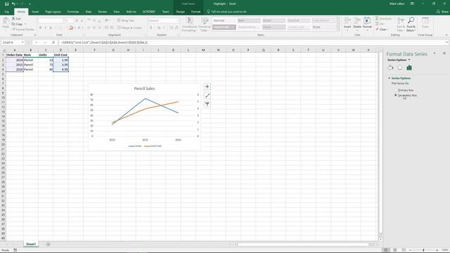 How to Create an Excel 2016 Chart with Two Y Axes смотреть онлайн