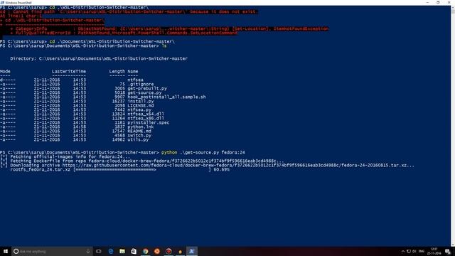 WSL Distribution Switcher Tutorial | Fedora 24 on Windows 10 смотреть онлайн
