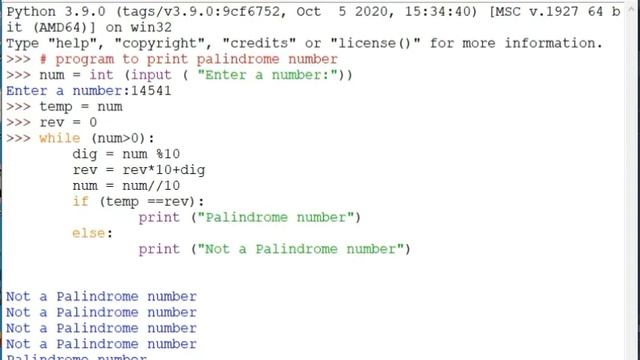 Palindrome program in python | palindrome number program in Python | Python palindrome number смотреть онлайн