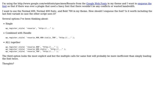 Wordpress: How Would You Enqueue A Google Web Font? смотреть онлайн