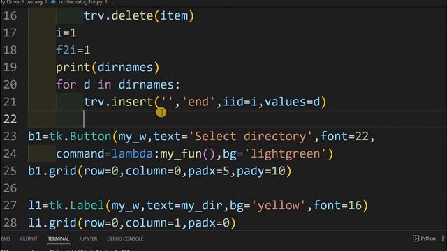 Tkinter showing directory and file structure in Treeview of the user selected path using filedialog смотреть онлайн