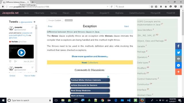 Difference between throw and throws clause in Java.
| javapedia.net смотреть онлайн