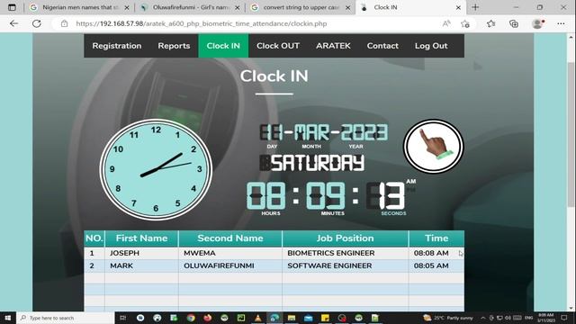 Online PHP Web Biometric Time and Attendance CLOCK IN and CLOCK OUT DEMO смотреть онлайн