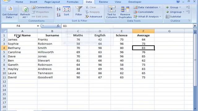 Excel 2007 - Sorting Data In Single Columns And Whole Tables смотреть онлайн