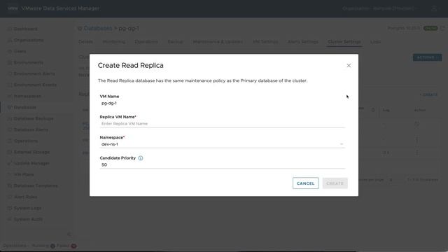 Creating a clustered PosgreSQL database in VMware Data Services Manager to make it highly available смотреть онлайн