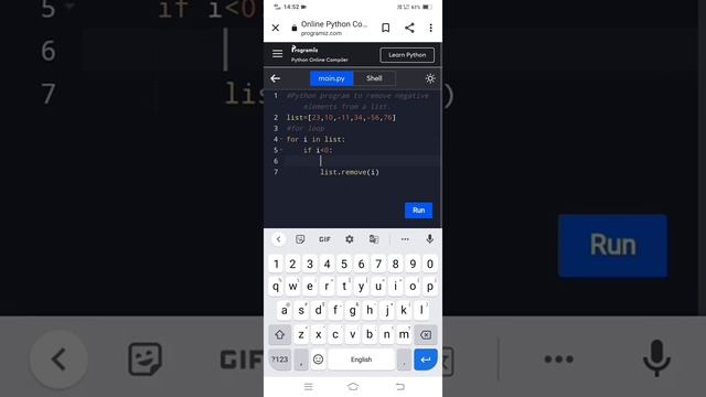 Python program to remove negative elements from a list.#pythonprogram #listProgram смотреть онлайн