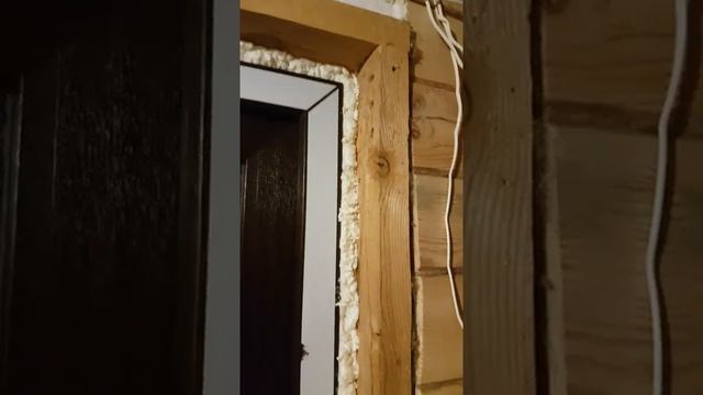 Пластиковая ПВХ входная дверь в деревянном частном доме. смотреть онлайн