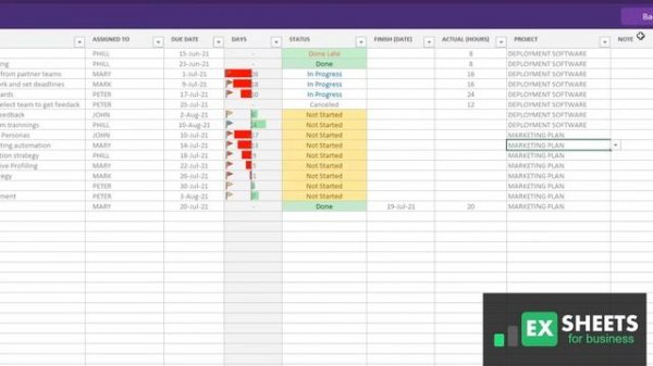 Task Manager Excel Template - Spreadsheets